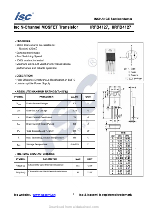 IRFB4127 Datasheet PDF Inchange Semiconductor