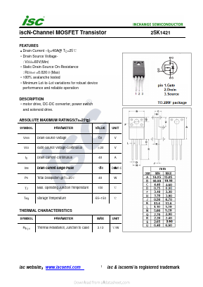 2SK1421 Datasheet PDF Inchange Semiconductor