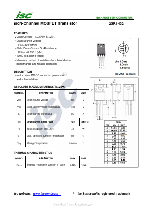 2SK1432 Datasheet PDF Inchange Semiconductor