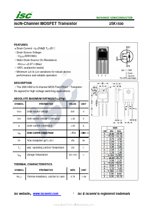 K1500 Datasheet PDF Inchange Semiconductor