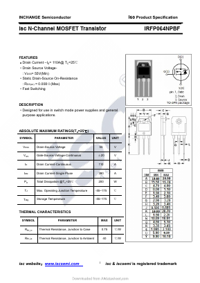 IRFP064NPBF Datasheet PDF Inchange Semiconductor