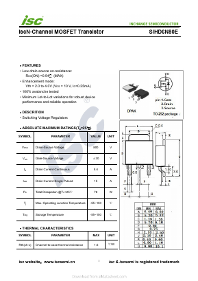 SIHD6N80E Datasheet PDF Inchange Semiconductor