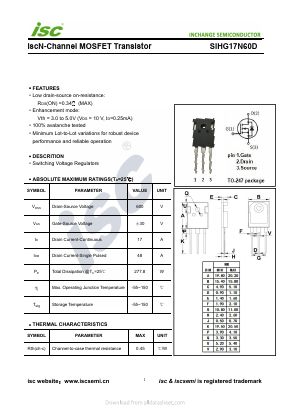 SIHG17N60D Datasheet PDF Inchange Semiconductor