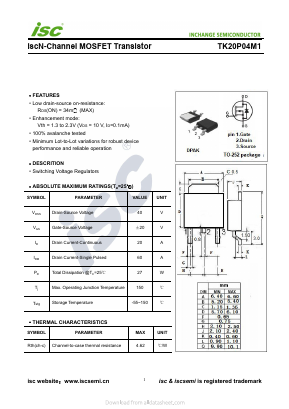 TK20P04M1 Datasheet PDF Inchange Semiconductor