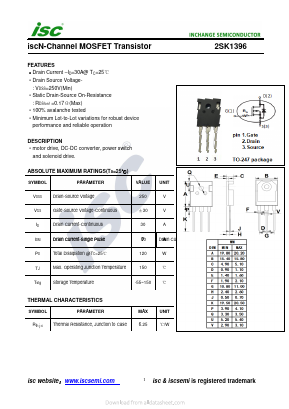 K1396 Datasheet PDF Inchange Semiconductor