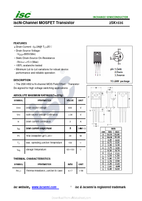 K1535 Datasheet PDF Inchange Semiconductor