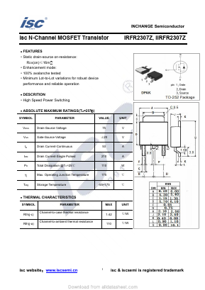 IRFR2307Z Datasheet PDF Inchange Semiconductor