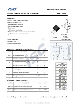 IRF1503S Datasheet PDF Inchange Semiconductor