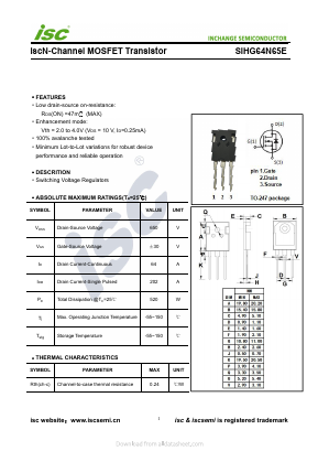 SIHG64N65E Datasheet PDF Inchange Semiconductor
