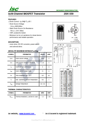 2SK1359 Datasheet PDF Inchange Semiconductor