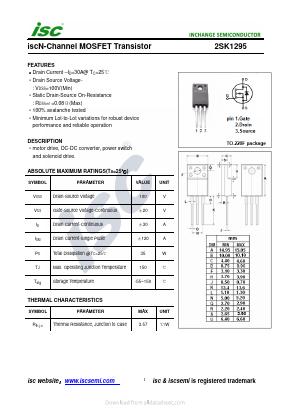 2SK1295 Datasheet PDF Inchange Semiconductor