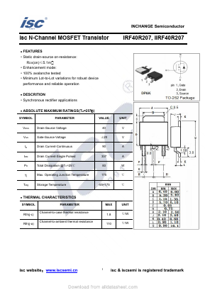 IRF40R207 Datasheet PDF Inchange Semiconductor