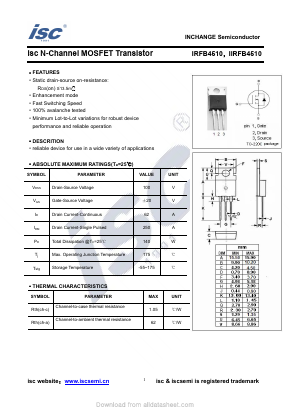 IIRFB4510 Datasheet PDF Inchange Semiconductor