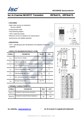 IRFB4019 Datasheet PDF Inchange Semiconductor