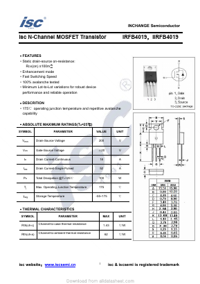 IIRFB4019 Datasheet PDF Inchange Semiconductor