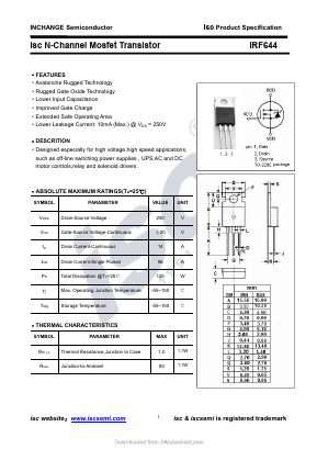 IRF644 Datasheet PDF Inchange Semiconductor