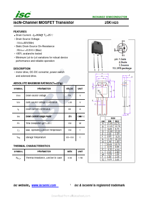 K1423 Datasheet PDF Inchange Semiconductor