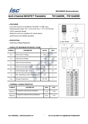 ITK12A80W Datasheet PDF Inchange Semiconductor