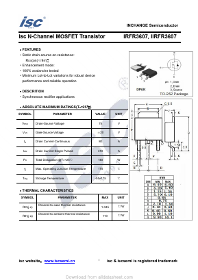 IRFR3607 Datasheet PDF Inchange Semiconductor