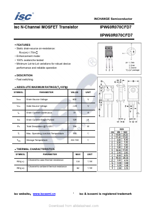 IPW60R070CFD7 Datasheet PDF Inchange Semiconductor