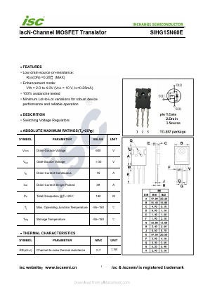 SIHG15N60E Datasheet PDF Inchange Semiconductor