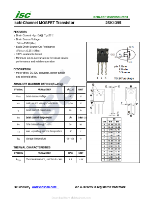 2SK1395 Datasheet PDF Inchange Semiconductor
