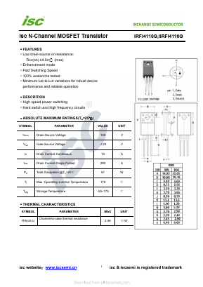 IRFI4110G Datasheet PDF Inchange Semiconductor