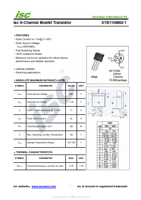STB11NM60-1 Datasheet PDF Inchange Semiconductor