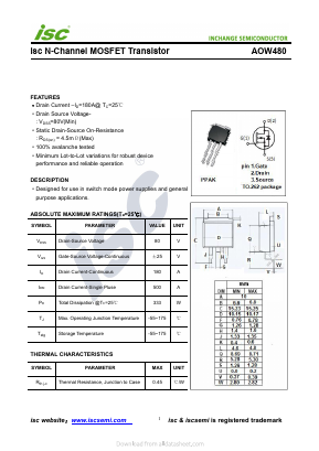 AOW480 Datasheet PDF Inchange Semiconductor