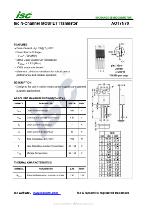 AOT7N70 Datasheet PDF Inchange Semiconductor