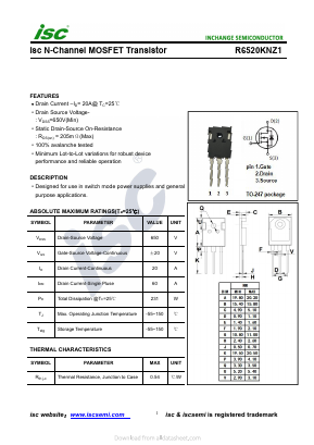 R6520KNZ1 Datasheet PDF Inchange Semiconductor