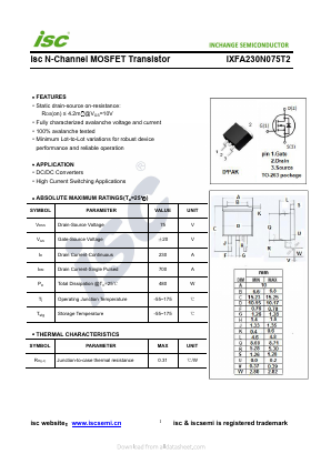 IXFA230N075T2 Datasheet PDF Inchange Semiconductor