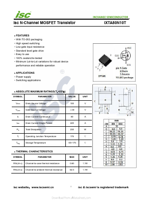 IXTA80N10T Datasheet PDF Inchange Semiconductor