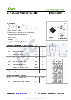 IXTA220N075T Datasheet PDF Inchange Semiconductor