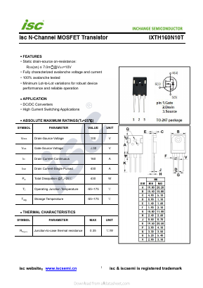 IXTH160N10T Datasheet PDF Inchange Semiconductor