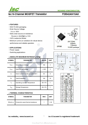 FDB42AN15A0 Datasheet PDF Inchange Semiconductor