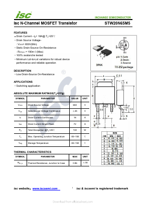 STW20N65M5 Datasheet PDF Inchange Semiconductor