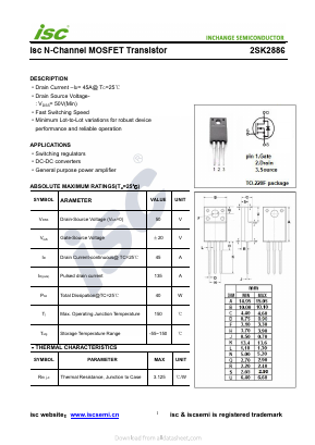 2SK2886 Datasheet PDF Inchange Semiconductor