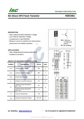 KSE340J Datasheet PDF Inchange Semiconductor