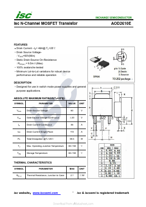 AOD2610E Datasheet PDF Inchange Semiconductor