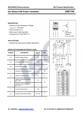 2SB1158-A Datasheet PDF Inchange Semiconductor