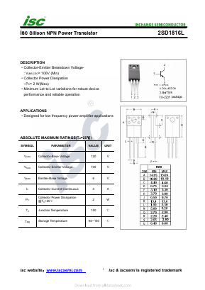 2SD1816L Datasheet PDF Inchange Semiconductor