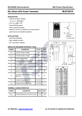 MJH16010 Datasheet PDF Inchange Semiconductor