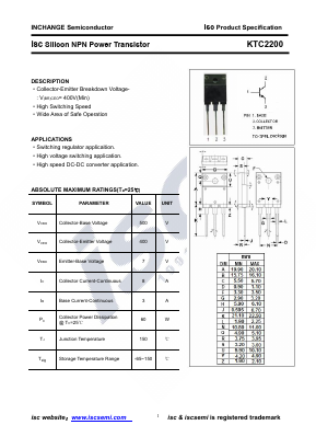 KTC2200 Datasheet PDF Inchange Semiconductor