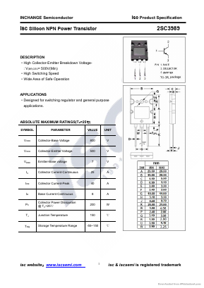 2SC3989 Datasheet PDF Inchange Semiconductor