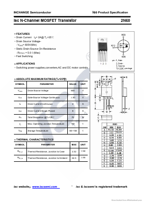2N60-220 Datasheet PDF Inchange Semiconductor