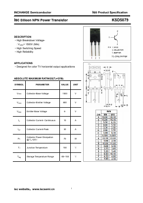 KSD5079 Datasheet PDF Inchange Semiconductor