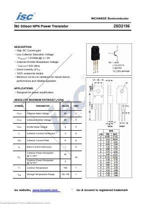 2SD2156 Datasheet PDF Inchange Semiconductor