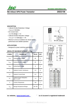 2SD2136 Datasheet PDF Inchange Semiconductor