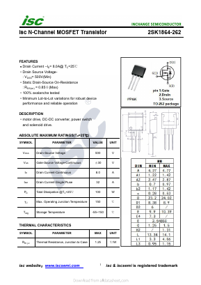 2SK1864-262 Datasheet PDF Inchange Semiconductor